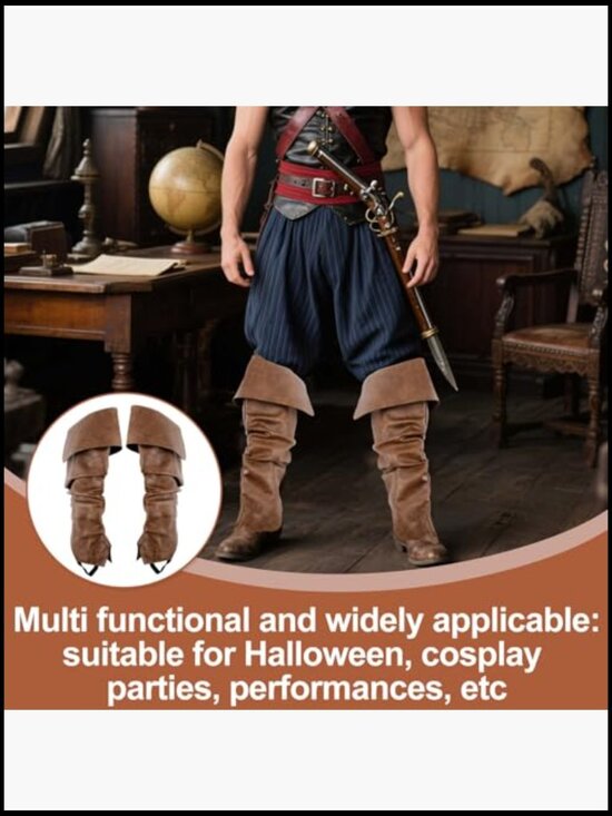 Medieval Pirate Boot Covers for Men Renaissance Cosplay Costume Accessory main image 5